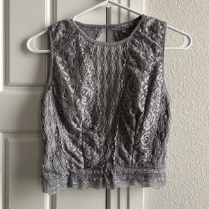 Charlotte Russe lace crochet crop top with open back cut-out (size L)